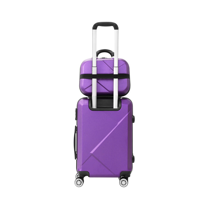 2Pcs Luggage Suitcase Trolley Set Travel Tsa Lock Storage Hard Case Purple