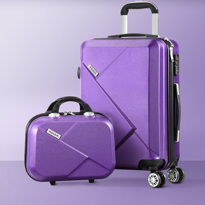 2Pcs Luggage Suitcase Trolley Set Travel Tsa Lock Storage Hard Case Purple