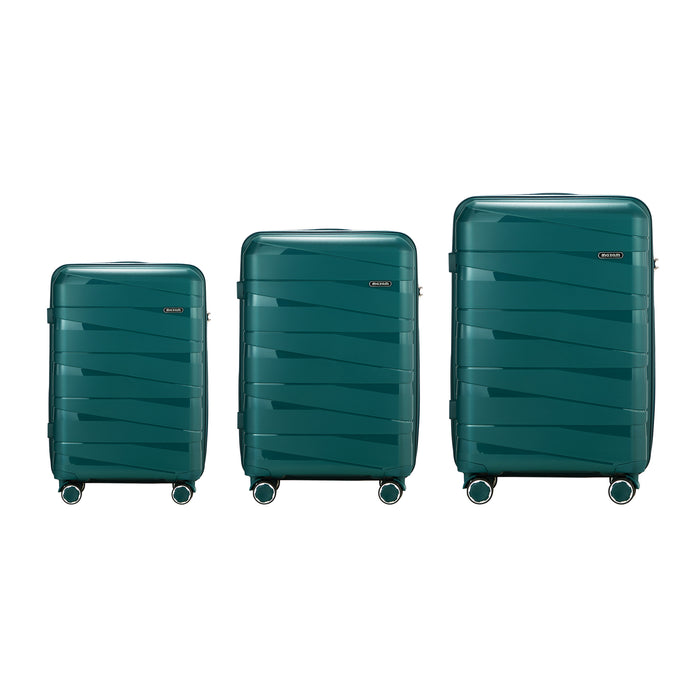 3Pcs Luggage Suitcase Trolley Set Travel Tsa Lock Storage Pp Case Green