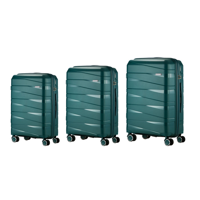3Pcs Luggage Suitcase Trolley Set Travel Tsa Lock Storage Pp Case Green