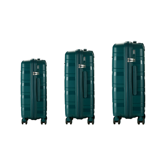 3Pcs Luggage Suitcase Trolley Set Travel Tsa Lock Storage Pp Case Green