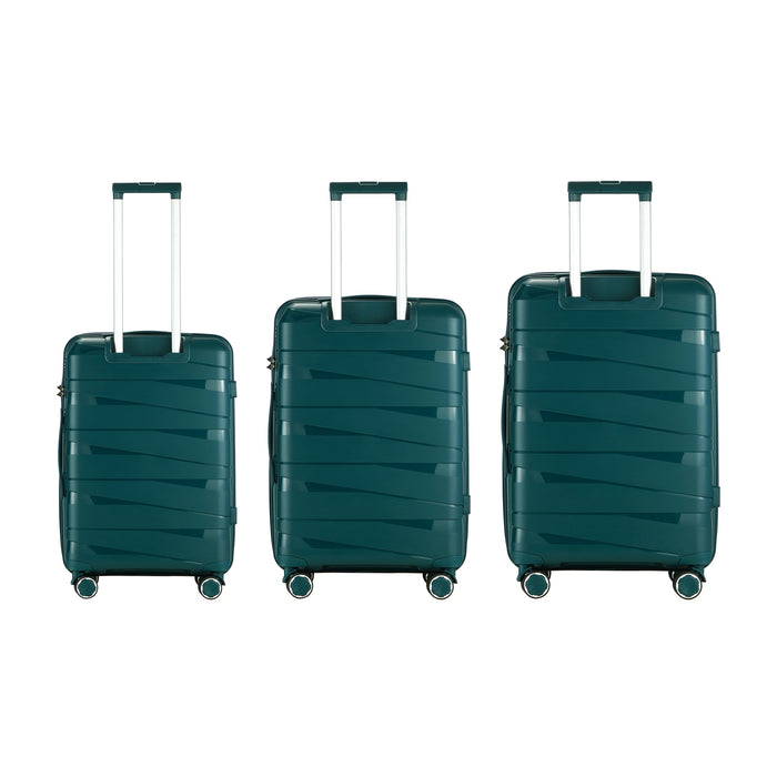 3Pcs Luggage Suitcase Trolley Set Travel Tsa Lock Storage Pp Case Green