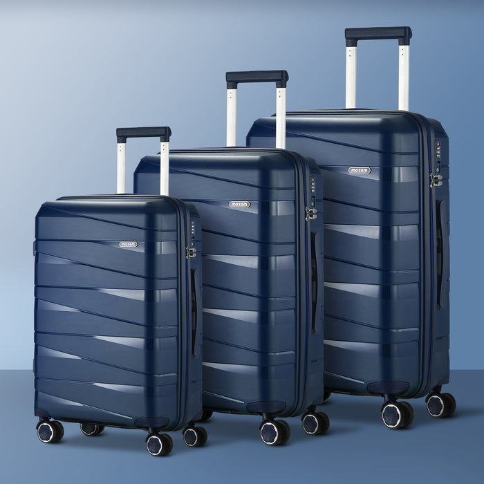 3Pcs Luggage Suitcase Trolley Set Travel Tsa Lock Storage Pp Case Navy