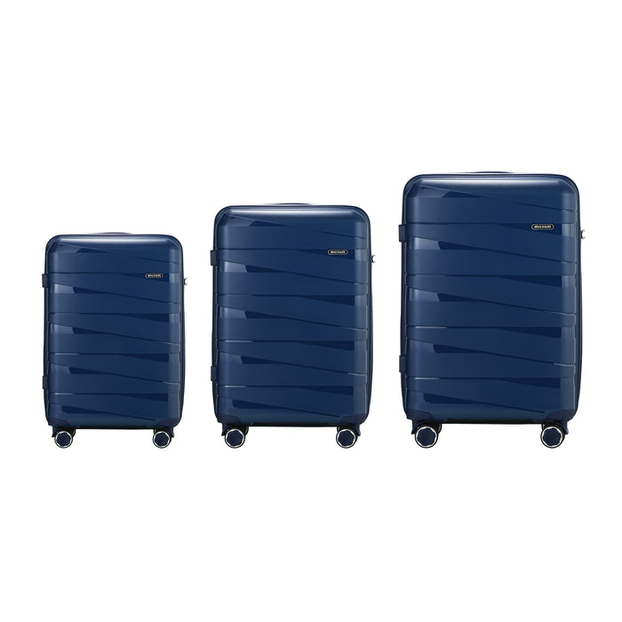 3Pcs Luggage Suitcase Trolley Set Travel Tsa Lock Storage Pp Case Navy