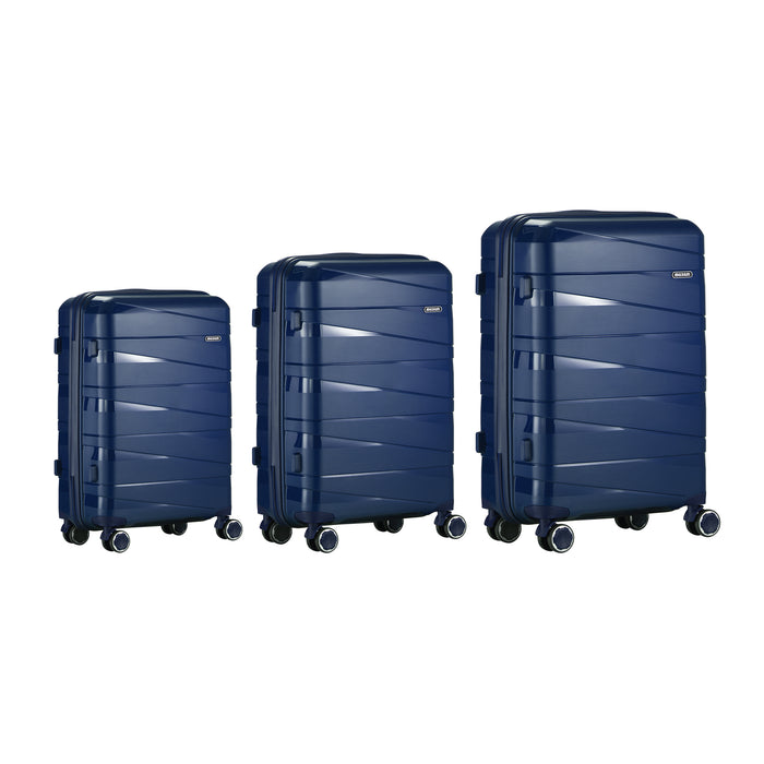 3Pcs Luggage Suitcase Trolley Set Travel Tsa Lock Storage Pp Case Navy