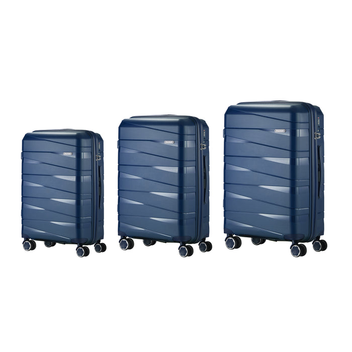 3Pcs Luggage Suitcase Trolley Set Travel Tsa Lock Storage Pp Case Navy