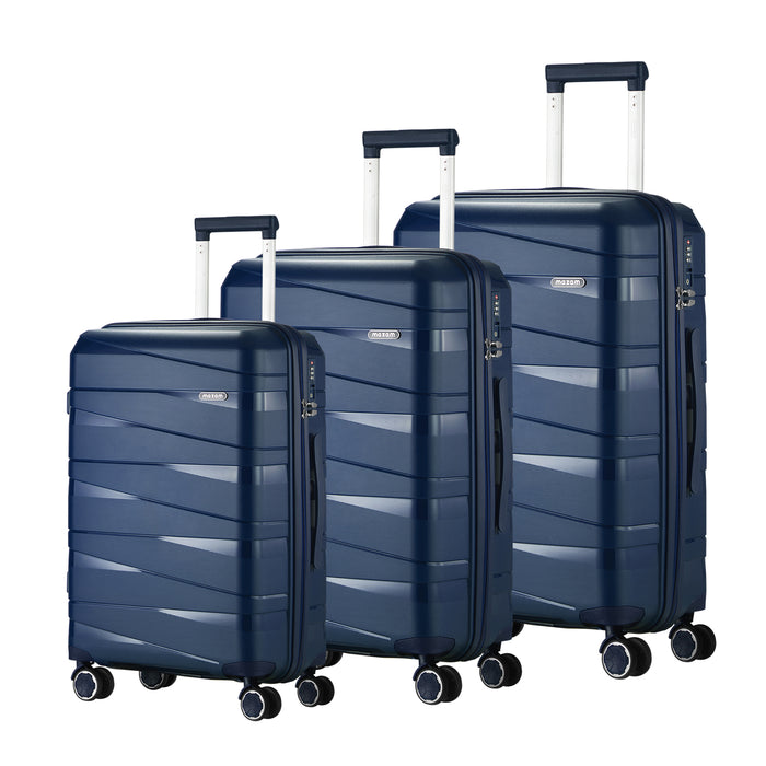 3Pcs Luggage Suitcase Trolley Set Travel Tsa Lock Storage Pp Case Navy