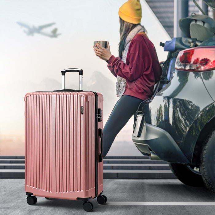 28 Inch Luggage Suitcase Trolley Set Travel Tsa Lock Storage Abs Case Pink