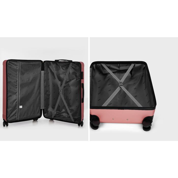 28 Inch Luggage Suitcase Trolley Set Travel Tsa Lock Storage Abs Case Pink