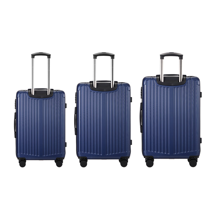 3Pcs Luggage Suitcase Trolley Set Travel Tsa Lock Storage Abs Case Navy