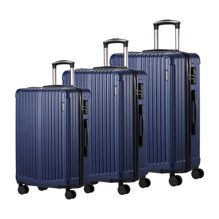 3Pcs Luggage Suitcase Trolley Set Travel Tsa Lock Storage Abs Case Navy