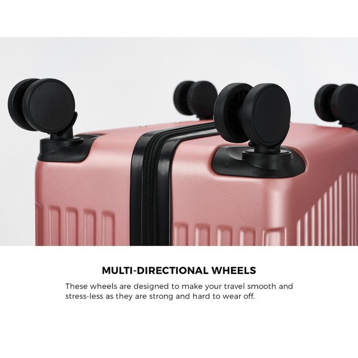 3Pcs Luggage Suitcase Trolley Set Travel Tsa Lock Storage Abs Case Pink