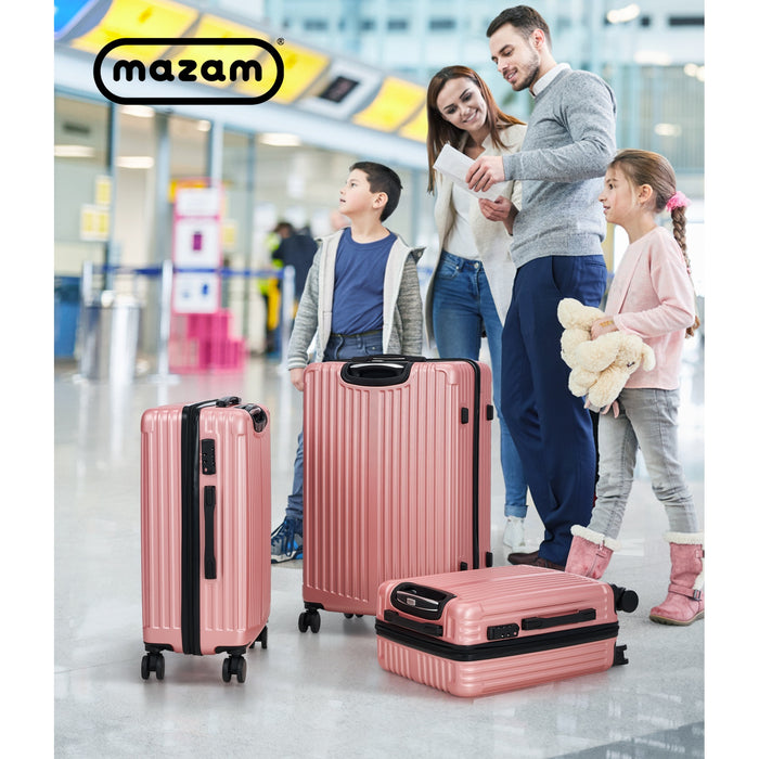 3Pcs Luggage Suitcase Trolley Set Travel Tsa Lock Storage Abs Case Pink