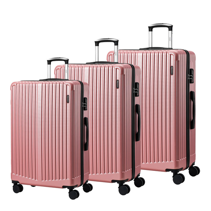 3Pcs Luggage Suitcase Trolley Set Travel Tsa Lock Storage Abs Case Pink