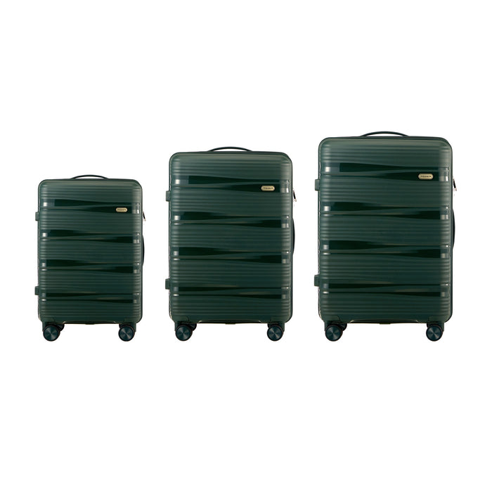 3Pcs Luggage Suitcase Trolley Set Travel Pp Case Tsa Lock Storage Green