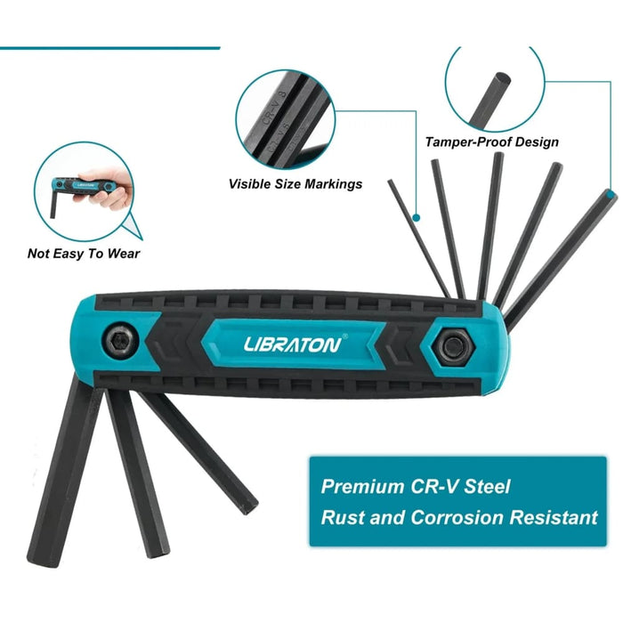 Libraton 8 in 1 Folding Allen Wrench Set Metric Tamper