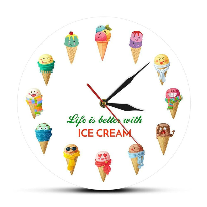 Life is Better with Ice Cream Cartoon Printed Dessert Wall