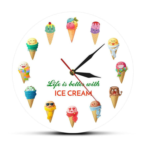 Life is Better with Ice Cream Cartoon Printed Dessert Wall