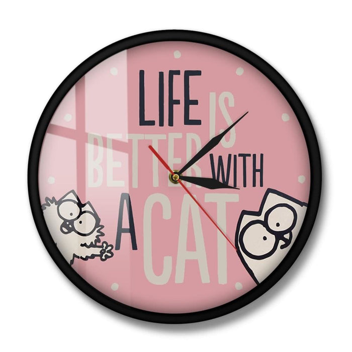 Life Is Better With a Cat Inspirational Quote Modern Wall