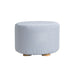 Light Blue Fabric Ottoman Round Wooden Leg Foot Stool