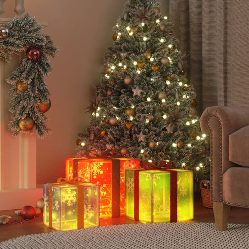 Lighted Christmas Boxes 3 Pcs 64 Leds Warm White Tplxap