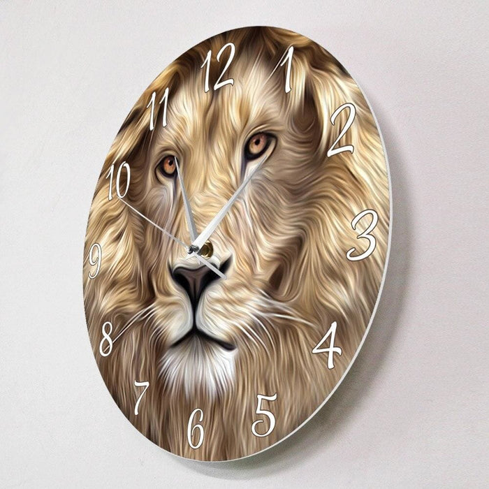 Lion Face Modern Print Wall Clock Frameless Silent Non
