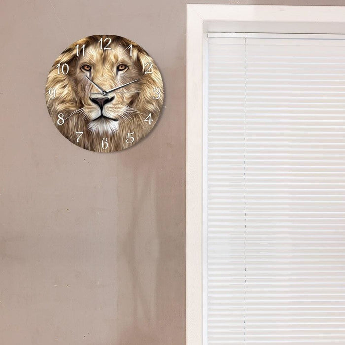Lion Face Modern Print Wall Clock Frameless Silent Non