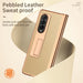 Litchi Leather Hinged Phone Case Pen For Samsung Galaxy z