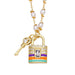 Key Lock Charm Necklace Elegant Crystal Lovely Beads Chain