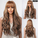 Long Brown Wavy Wig with Bangs
