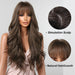 Long Brown Wavy Wig with Bangs