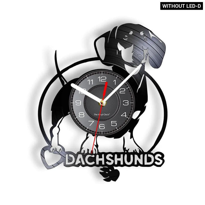 Long Haired Dachshund Vinyl Record Wall Clock