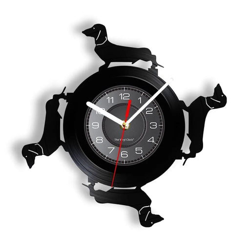 Long Haired Dachshund Vinyl Record Wall Clock