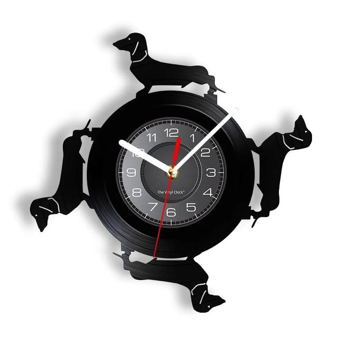 Long Haired Dachshund Vinyl Record Wall Clock