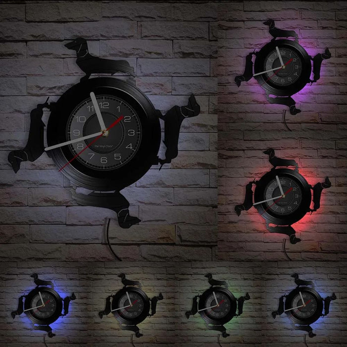 Long Haired Dachshund Vinyl Record Wall Clock