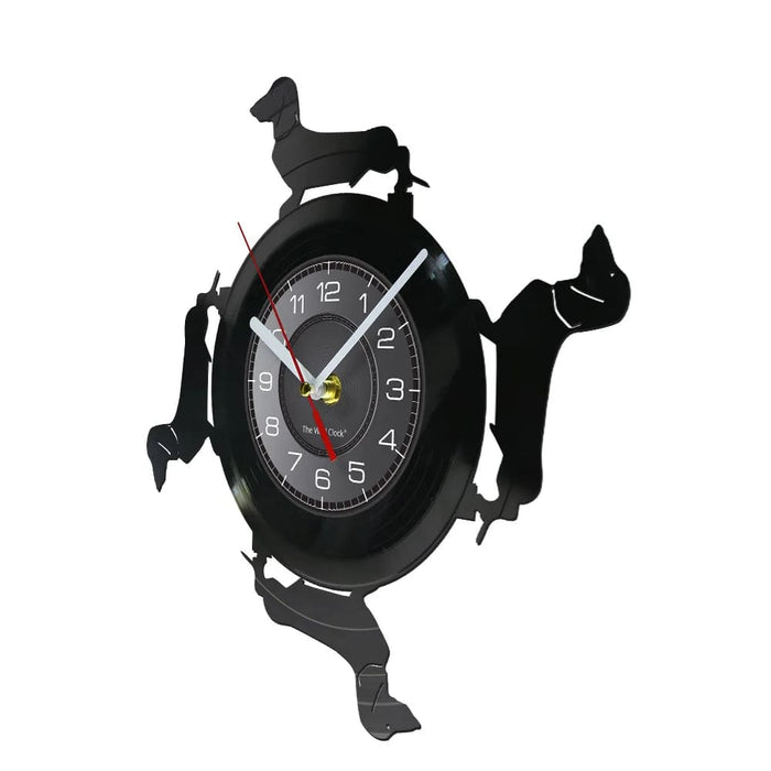 Long Haired Dachshund Vinyl Record Wall Clock