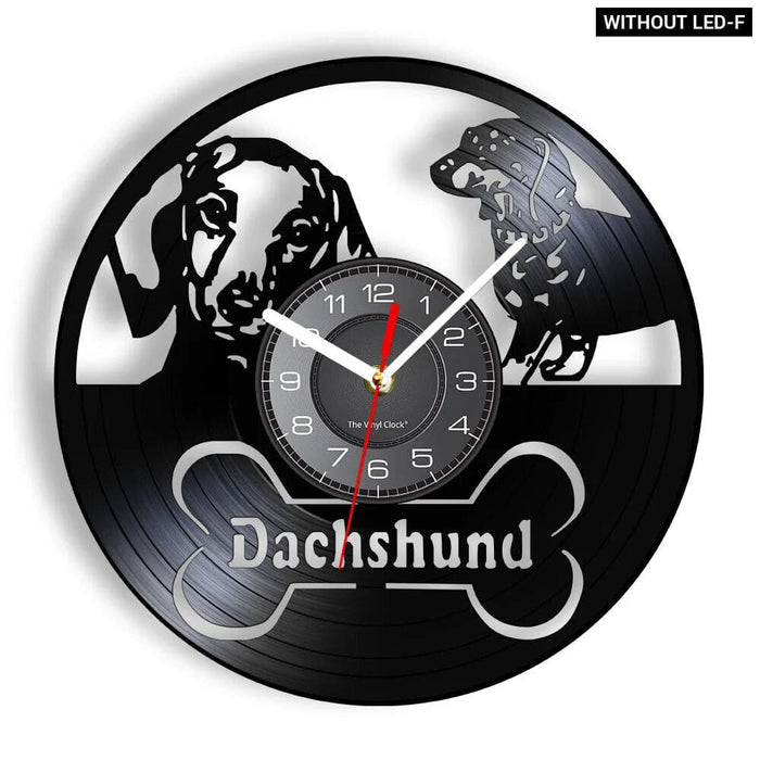 Long Haired Dachshund Vinyl Record Wall Clock