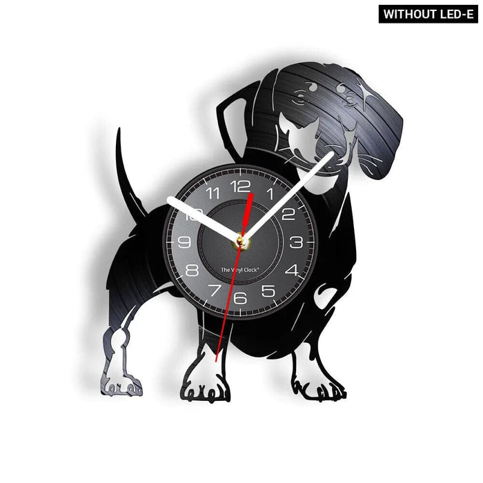 Long Haired Dachshund Vinyl Record Wall Clock