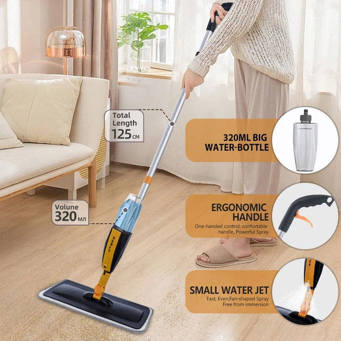 Long Handle Spray Floor Mop with Reusable Microfiber Pads