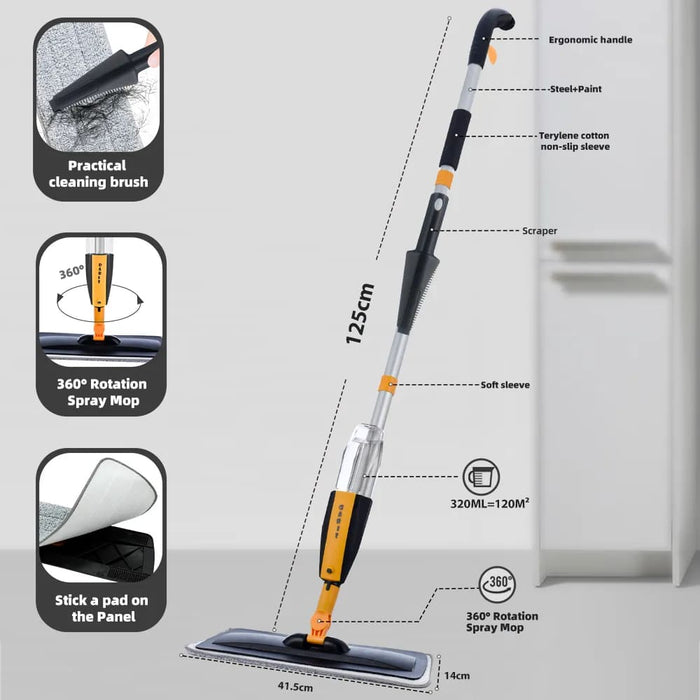 Long Handle Spray Floor Mop with Reusable Microfiber Pads