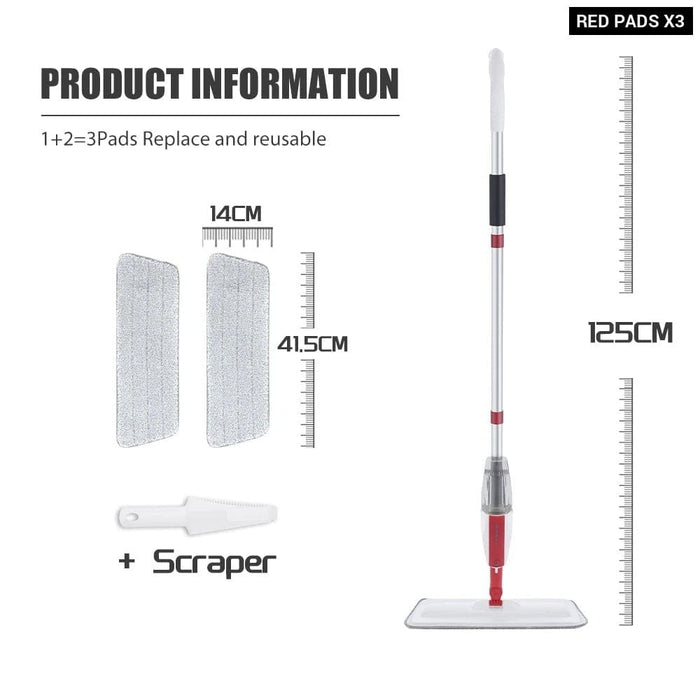 Long Handle Spray Floor Mop with Reusable Microfiber Pads