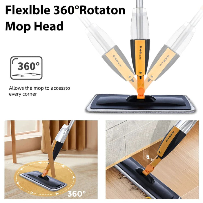 Long Handle Spray Floor Mop with Reusable Microfiber Pads
