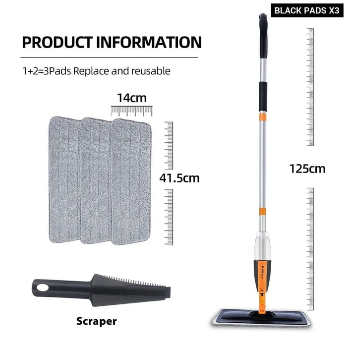Long Handle Spray Floor Mop with Reusable Microfiber Pads