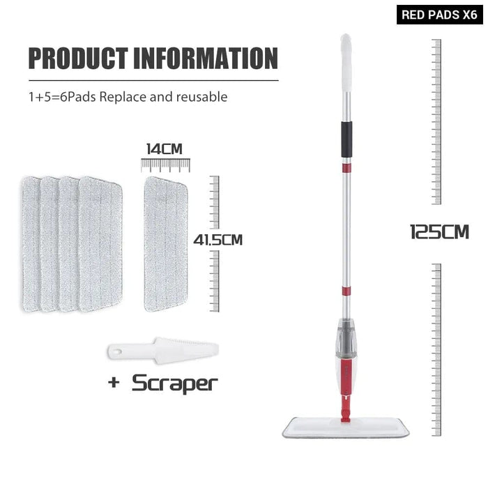 Long Handle Spray Floor Mop with Reusable Microfiber Pads