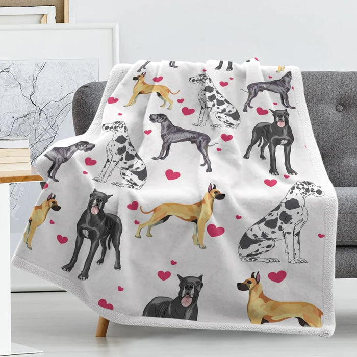 Long Legged Great Dane Throw Blanket Soft Sherpa For Couch