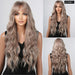 Long Wavy Brown Blonde Ombre Synthetic Wig with Dark Roots