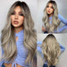 Long Wavy Brown Blonde Ombre Synthetic Wig with Dark Roots