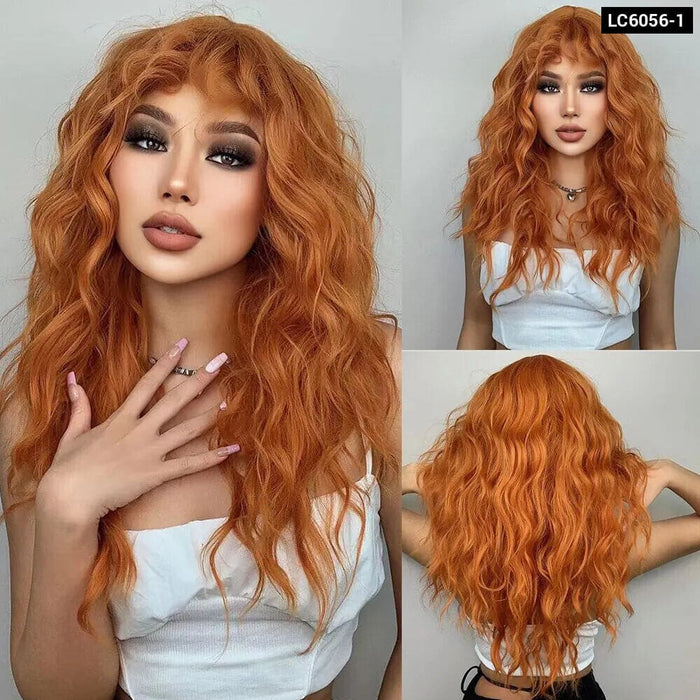 Long Wavy Brown Blonde Ombre Synthetic Wig with Dark Roots