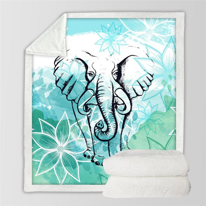 Lotus Floral Blanket Elephant Blankets For Beds Crystal