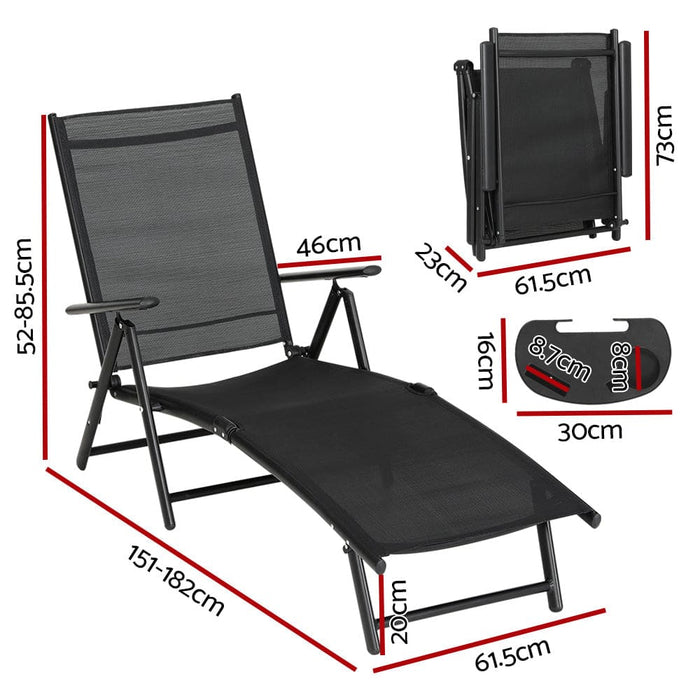 Sun Lounge Outdoor Lounger Recliner Chair Foldable Patio
